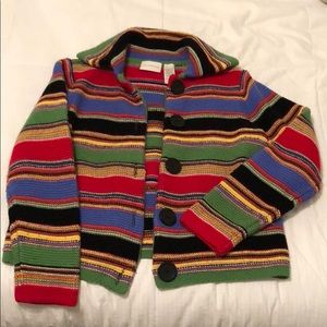 Multi-colored button-up sweater